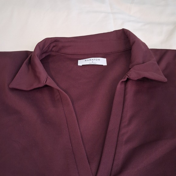 Babaton Contour Polo Long Sleeve Dress Women's Size Small  Maroon Preppy Career - Picture 11 of 15